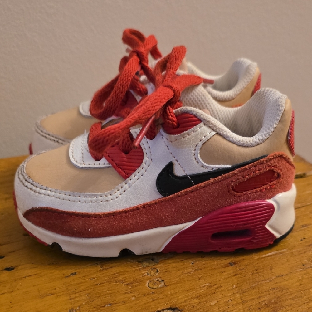 Nike Kids Sneakers in Red, White, and Tan